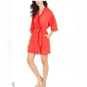 INC Lace Trim Short Robe